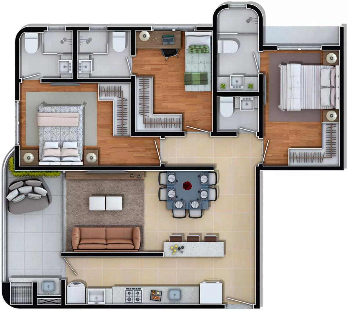 Plantado apartamento de 3 dormitórios e 95m²