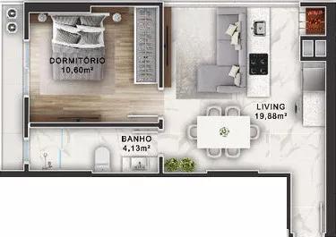 Apartamento de 40 m² do Oben 230