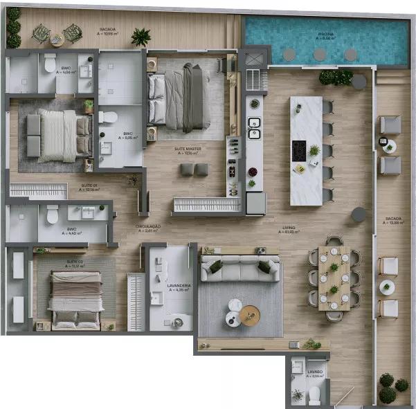 Apartamento Tipo 2 do Horizon Luxury Residences